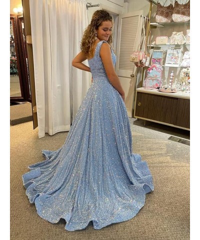 Women's Sequin One Shoulder Prom Dresses Long Slit Sparkly Formal Party Gowns with Pockets Champagne $23.10 Dresses