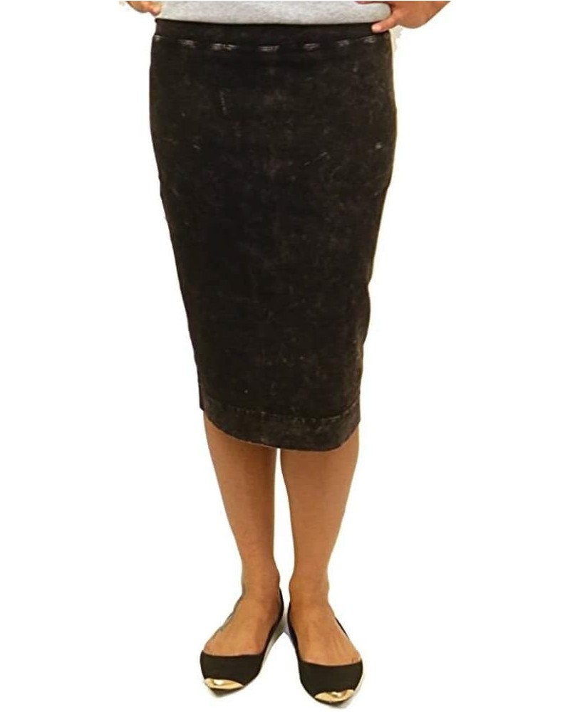 Forever Wide Cut Cotton Pencil Skirt, Knee Length - Style: W-525 Black Denim $41.60 Skirts