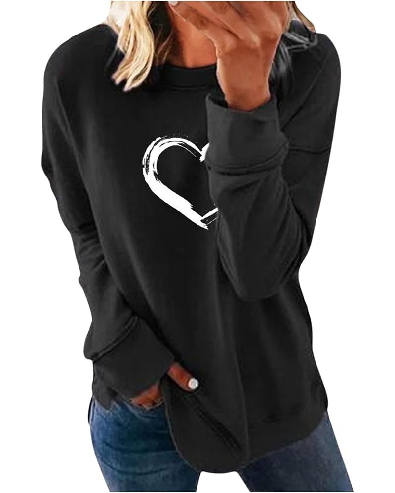 Graphic Sweatshirts For Women Cute Lover Heart Print Tunic Shirts Casual Long Sleeve Pullover Sweater Tops G01-black $10.81 H...