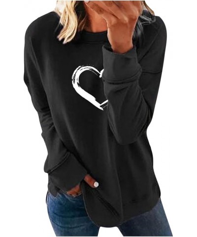 Graphic Sweatshirts For Women Cute Lover Heart Print Tunic Shirts Casual Long Sleeve Pullover Sweater Tops G01-black $10.81 H...