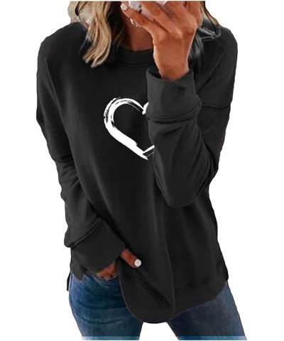 Graphic Sweatshirts For Women Cute Lover Heart Print Tunic Shirts Casual Long Sleeve Pullover Sweater Tops G01-black $10.81 H...