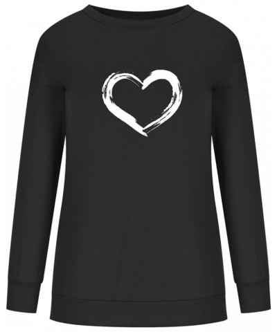 Graphic Sweatshirts For Women Cute Lover Heart Print Tunic Shirts Casual Long Sleeve Pullover Sweater Tops G01-black $10.81 H...