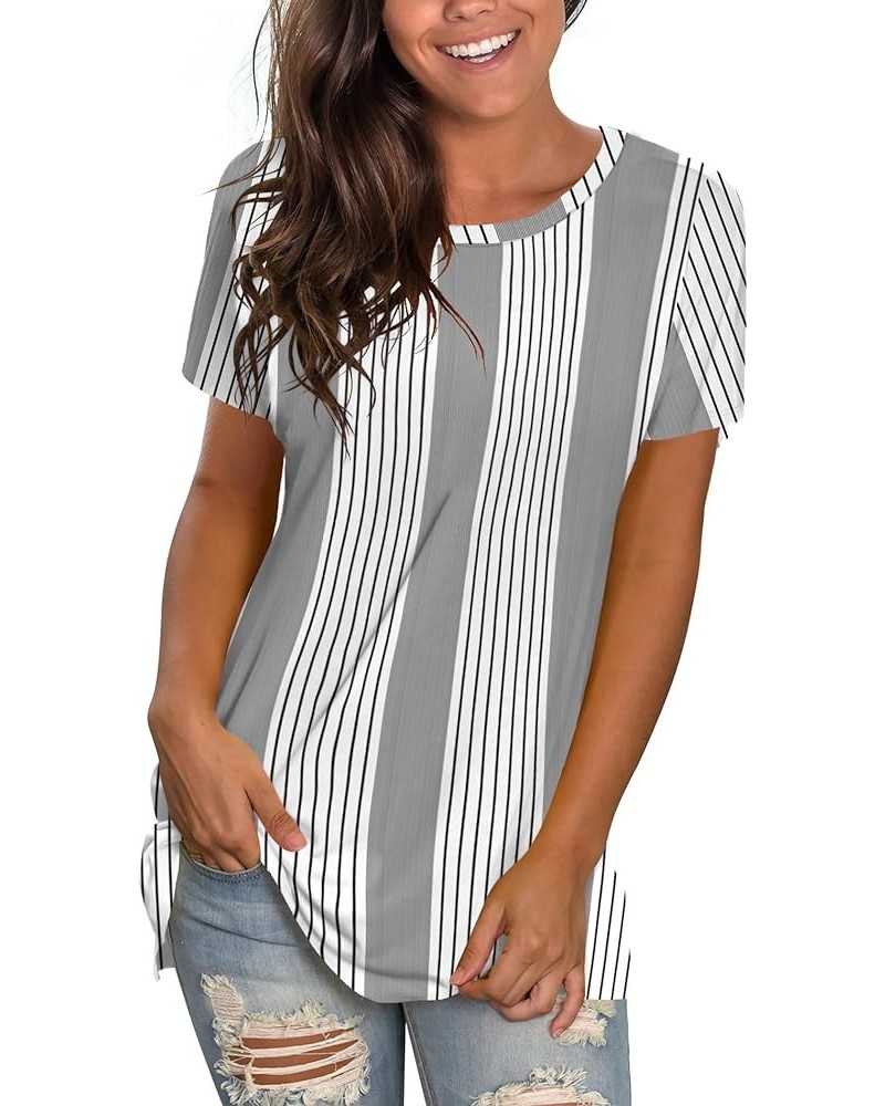 Womens Loose Fit Tshirts Short Sleeve Summer Tops Casual Workout Yoga Tunic T Shirts Tops 03-black Striped $9.51 T-Shirts