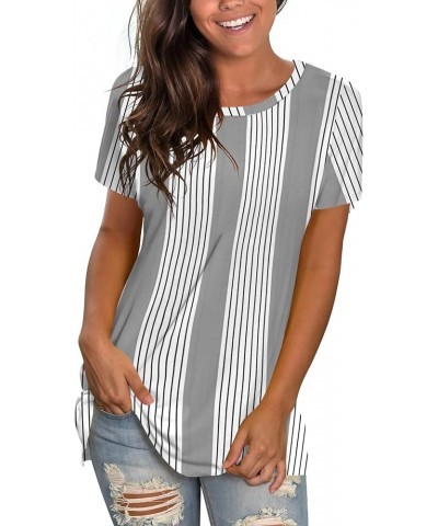 Womens Loose Fit Tshirts Short Sleeve Summer Tops Casual Workout Yoga Tunic T Shirts Tops 03-black Striped $9.51 T-Shirts