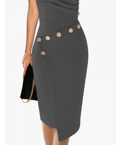 Women's Deep V Neck Casual Work Bodycon Cocktail Party Pencil Midi Dress A2 Dark Gray(short Sleeve) $32.99 Dresses