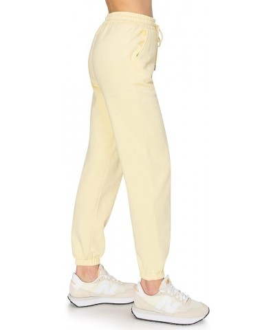 Women's Premium Cloud Fleece Sweatpants - Drawstring Elastic Waist Soft Cozy Casual Pants Lemongrass Yellow $26.95 Activewear