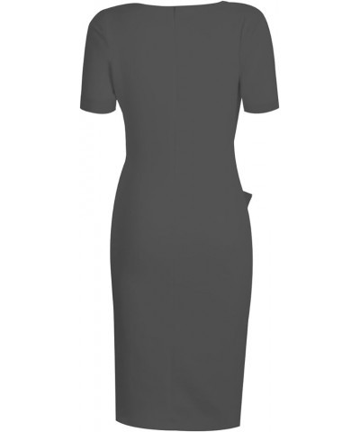 Women's Deep V Neck Casual Work Bodycon Cocktail Party Pencil Midi Dress A2 Dark Gray(short Sleeve) $32.99 Dresses