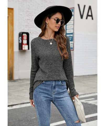 Women's Tunic Sweaters Lightweight Fall Casual Long Sleeve Crewneck Pullover Tops Dark Gray $12.99 Sweaters