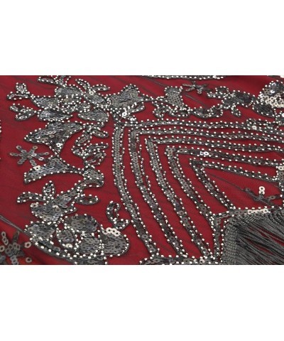 20's Vintage Peacock Sequin Flapper Dress w/ 20s Gatsby Accessories set Style03-wine $15.96 Dresses