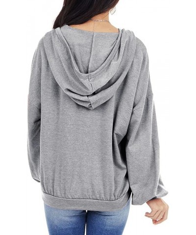 Women Lace Up Long Sleeve V Neck Casual Shirt Hoodie Tops Hooded Sweatshirt T-grey $11.44 Hoodies & Sweatshirts