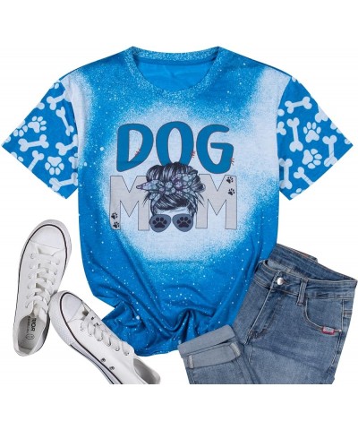 Rockin' The Dog Mom Aunt Life Tshirt Women's Cute Dog Lovers Shirts Short Sleeve Dog Mama T-Shirt Tees Tops Steel Blue $13.10...