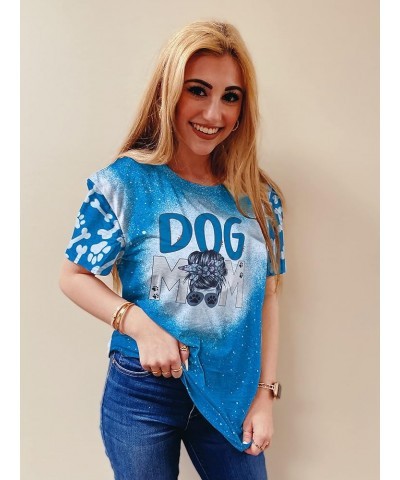 Rockin' The Dog Mom Aunt Life Tshirt Women's Cute Dog Lovers Shirts Short Sleeve Dog Mama T-Shirt Tees Tops Steel Blue $13.10...