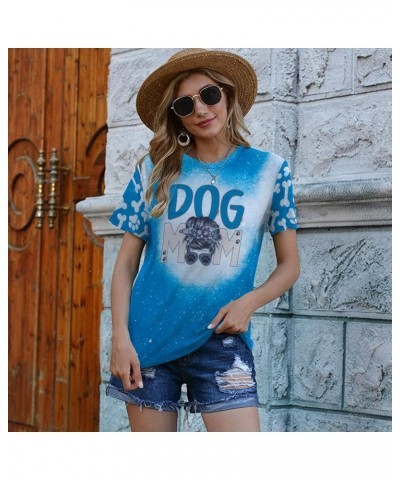 Rockin' The Dog Mom Aunt Life Tshirt Women's Cute Dog Lovers Shirts Short Sleeve Dog Mama T-Shirt Tees Tops Steel Blue $13.10...