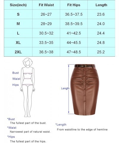 Pencil Skirt for Women 1950s Vintage Skirt with Belt High Waisted Pencil Skirts for Work Brown-leather $28.90 Skirts