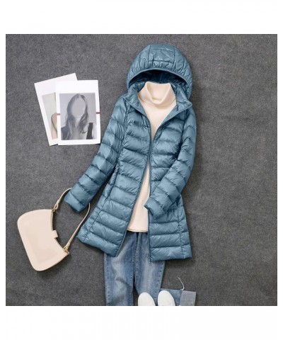 Lightweight Packable Hooded Puffer Jacket Womens Quilted Winter Down Coat Full-Zip Ski Jacket Coat Trech Coat Pea Coats B - B...