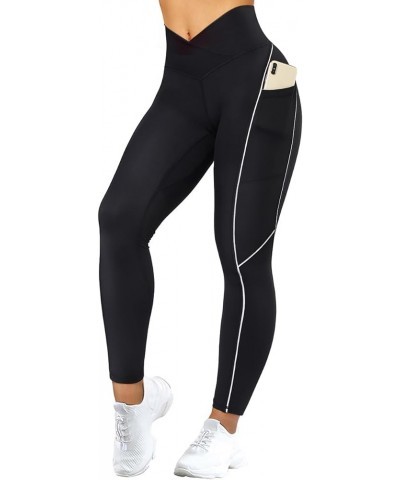 Women Reflective High Waisted Running Leggings with Pockets Yoga Pants 35 Black $14.06 Leggings