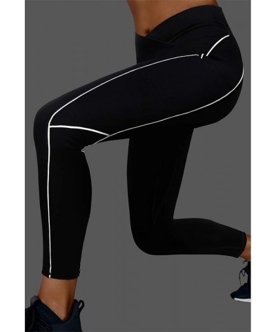 Women Reflective High Waisted Running Leggings with Pockets Yoga Pants 35 Black $14.06 Leggings