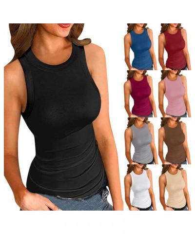 Women's Ribbed Racerback Tank Tops Sleeveless Casual Basic Cami Tops Workout Fittness Vest Bulit in Bra Undershirts 001-beige...