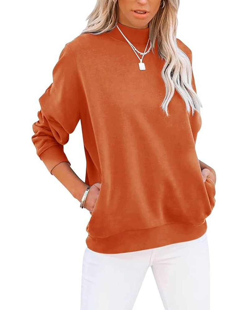 Women's Casual Long Sleeve Sweatshirt Tops Mock Turtleneck Lightweight Tunic Fall Pullover with Pocket A- Orange $19.46 Hoodi...