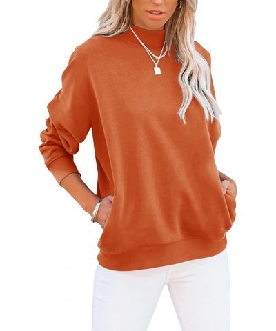 Women's Casual Long Sleeve Sweatshirt Tops Mock Turtleneck Lightweight Tunic Fall Pullover with Pocket A- Orange $19.46 Hoodi...