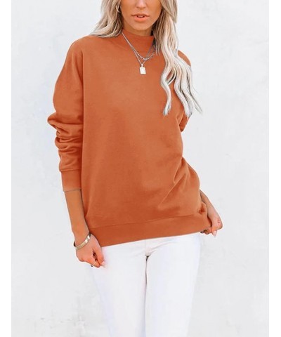 Women's Casual Long Sleeve Sweatshirt Tops Mock Turtleneck Lightweight Tunic Fall Pullover with Pocket A- Orange $19.46 Hoodi...