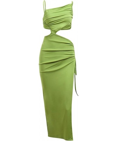 Women Sexy Dress Hollow Out Spaghetti Strap Bodycon Halter Backless Maxi Dress Cut Out Split Cocktail Clubwear Green $9.68 Dr...