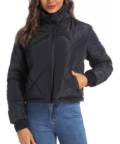 Black Lightweight Quilted Jackets for Women Dressy Long Sleeve Padded Winter Jacket Black $8.57 Jackets