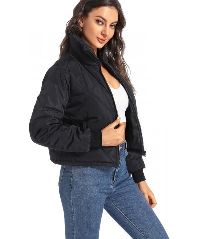 Black Lightweight Quilted Jackets for Women Dressy Long Sleeve Padded Winter Jacket Black $8.57 Jackets