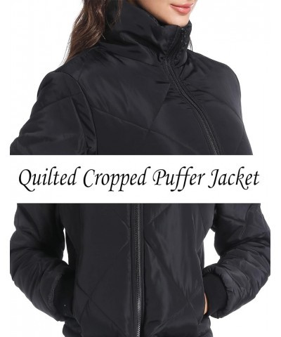 Black Lightweight Quilted Jackets for Women Dressy Long Sleeve Padded Winter Jacket Black $8.57 Jackets