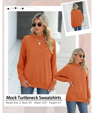 Women's Casual Long Sleeve Sweatshirt Tops Mock Turtleneck Lightweight Tunic Fall Pullover with Pocket A- Orange $19.46 Hoodi...