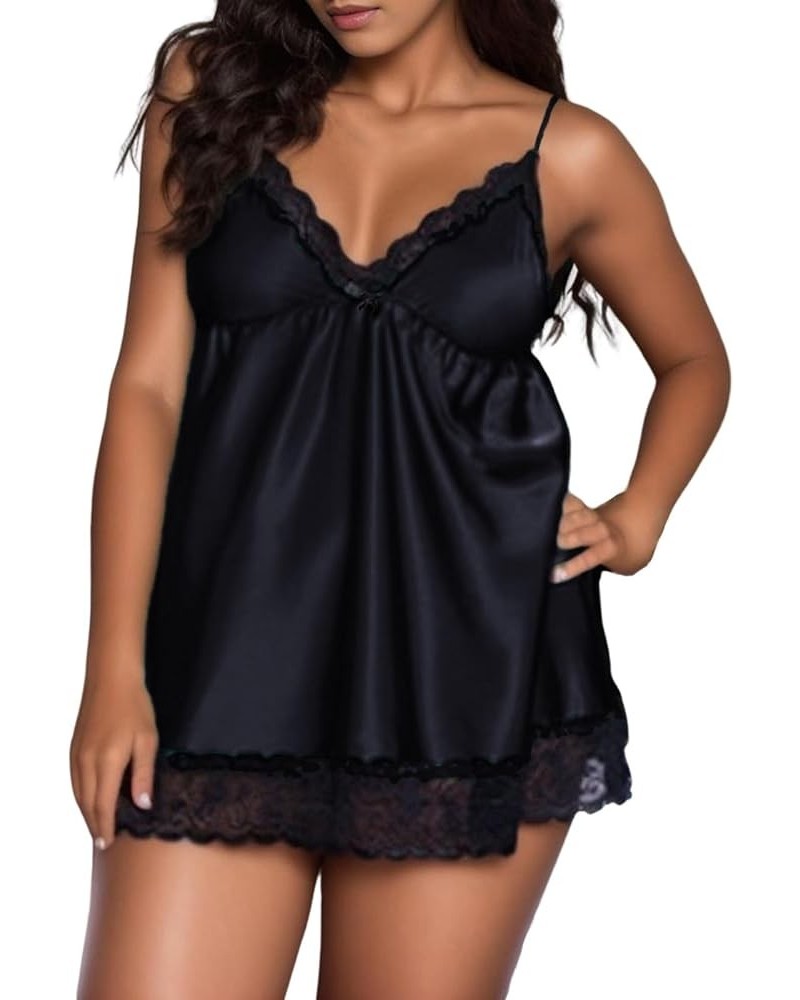 Women's Sexy Lingerie V Neck Bridal Chemise Babydoll Lingerie Naughty Sex Underwear Sleepwear Nightie Nightwear Xj1-black $5....