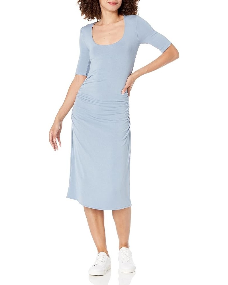 Women's Ruched Scoop Neck Dress Pearl Blue $50.65 Dresses