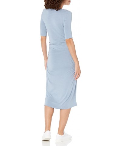 Women's Ruched Scoop Neck Dress Pearl Blue $50.65 Dresses