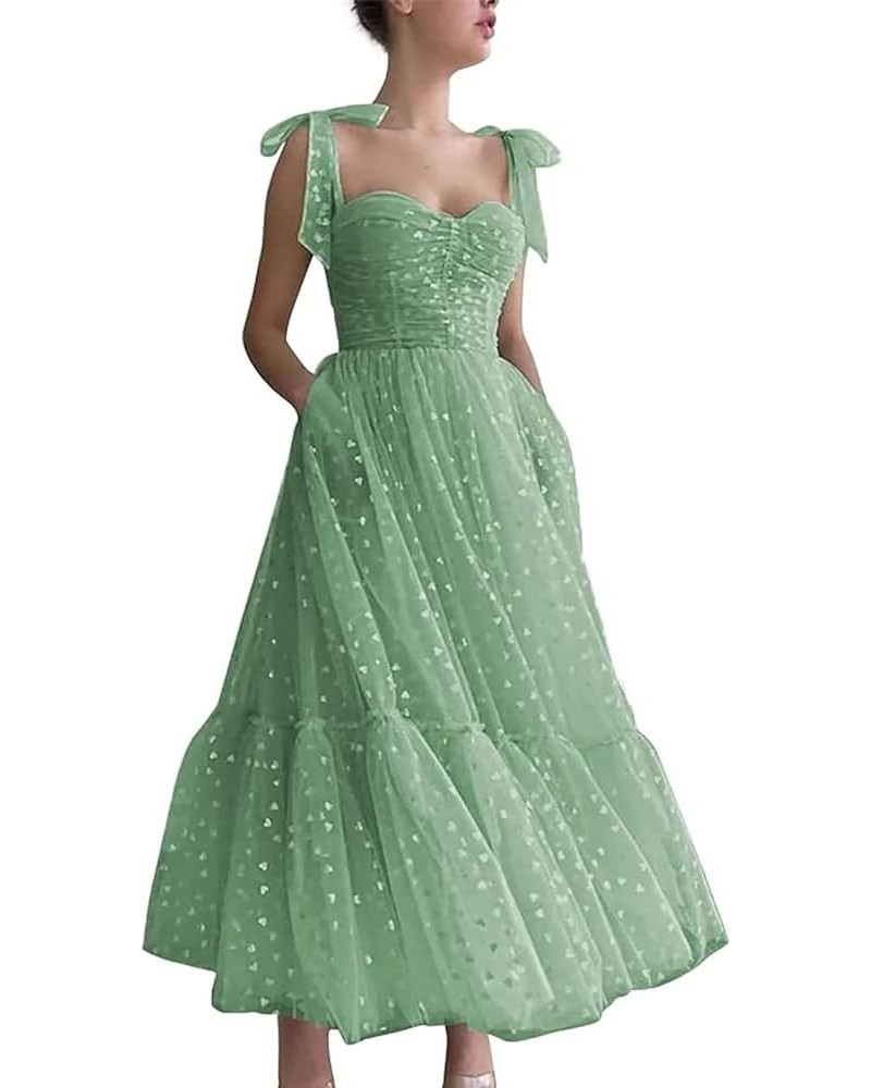 Puff Sleeve Homecoming Dresses Tulle Prom Dresses 2022 Sparkly Starry Puffy Dress Formal Evening Party Gowns Mint Long $28.31...