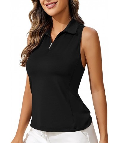 Womens Racerback Golf Polo Shirts Sleeveless Quick Dry Tennis Shirts Zip Up Collared Athletic Workout Tank Tops Black $11.39 ...