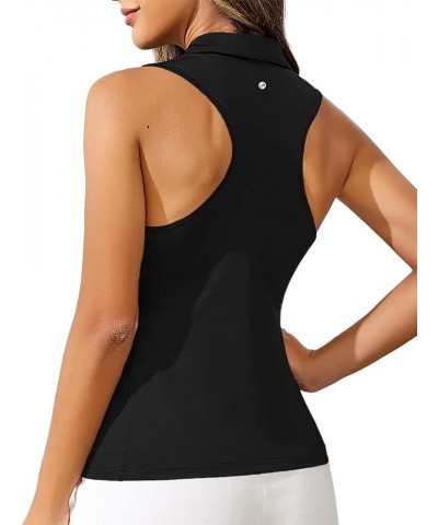 Womens Racerback Golf Polo Shirts Sleeveless Quick Dry Tennis Shirts Zip Up Collared Athletic Workout Tank Tops Black $11.39 ...