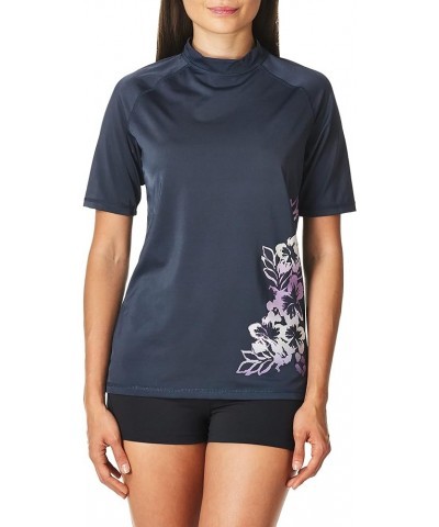 Women's Marina UPF 50+ Short Sleeved Active Rashguard & Workout Top Oceanside Slate Grey $7.92 Swimsuits