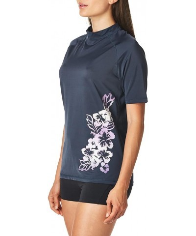 Women's Marina UPF 50+ Short Sleeved Active Rashguard & Workout Top Oceanside Slate Grey $7.92 Swimsuits