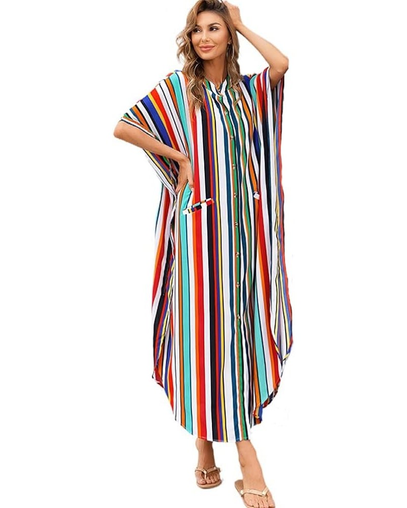 Womens Long Kaftan Sleeve Summer Maxi Dress Beach Blouse Oversized Vacation Bikini Cover-ups 02 $16.76 Swimsuits