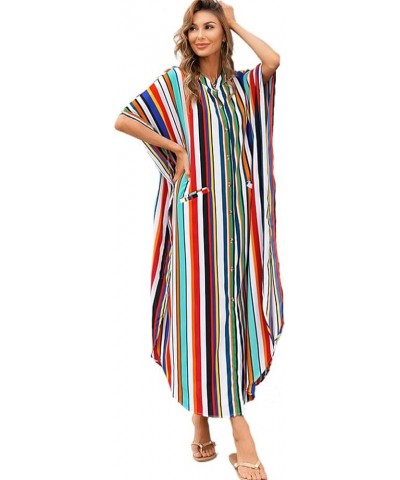 Womens Long Kaftan Sleeve Summer Maxi Dress Beach Blouse Oversized Vacation Bikini Cover-ups 02 $16.76 Swimsuits