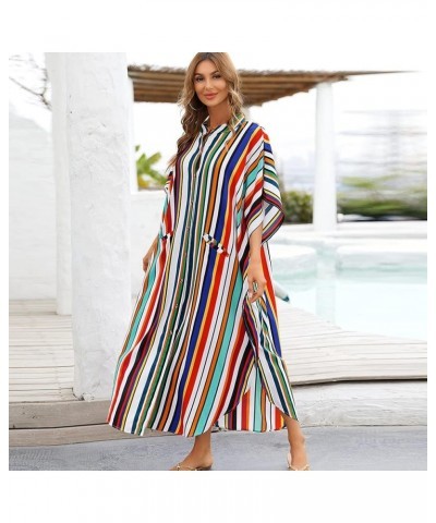 Womens Long Kaftan Sleeve Summer Maxi Dress Beach Blouse Oversized Vacation Bikini Cover-ups 02 $16.76 Swimsuits