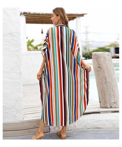 Womens Long Kaftan Sleeve Summer Maxi Dress Beach Blouse Oversized Vacation Bikini Cover-ups 02 $16.76 Swimsuits