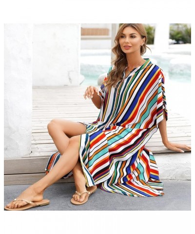 Womens Long Kaftan Sleeve Summer Maxi Dress Beach Blouse Oversized Vacation Bikini Cover-ups 02 $16.76 Swimsuits