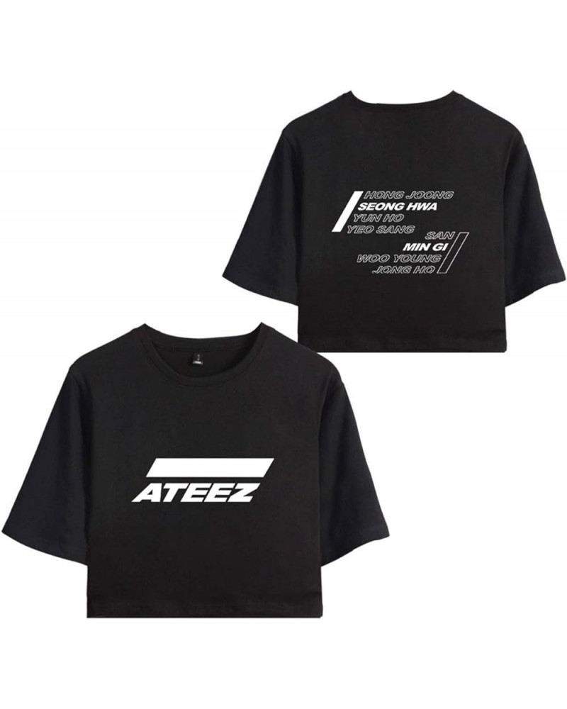 Kpop Ateez Shirt Hong-Joong Seong-HWA Yun-Ho Yeo-S-ANG Min-Gi Woo-Young Jong-Ho Tee Crop Tops Black a $7.73 Tops