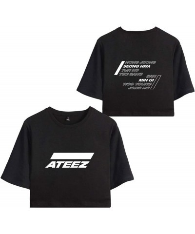 Kpop Ateez Shirt Hong-Joong Seong-HWA Yun-Ho Yeo-S-ANG Min-Gi Woo-Young Jong-Ho Tee Crop Tops Black a $7.73 Tops