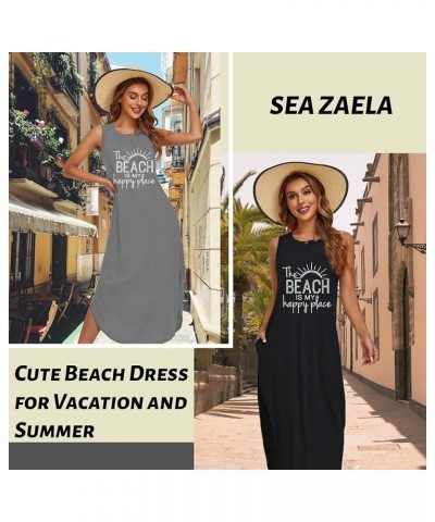 Women's Casual Beach Summer Dresses Sleeveless Graphic Long Sundress Cover Up Dresses with Pocket B Army Green $17.48 Swimsuits