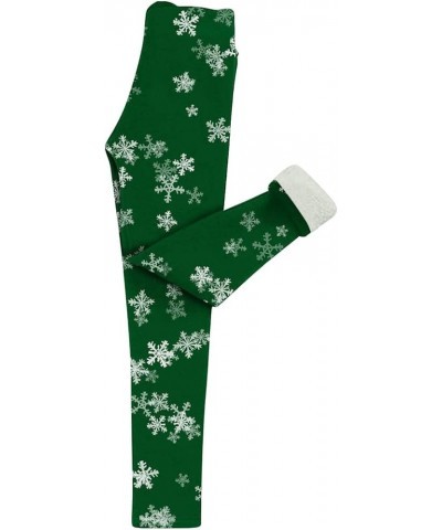 Christmas Fleeced Leggings Women Snowflake Print Xmas Holiday Leggings Pants Fashion Ladies Thick Warm Tight Pants 02 Green $...