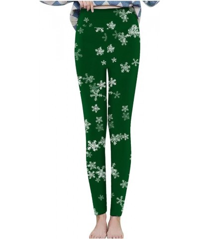 Christmas Fleeced Leggings Women Snowflake Print Xmas Holiday Leggings Pants Fashion Ladies Thick Warm Tight Pants 02 Green $...