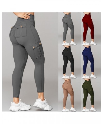 Cargo Leggings with Pockets for Women Plus Size High Waisted Tummy Control Leggings Scrunch Butt Lifting Yoga Pants 02 Wine $...