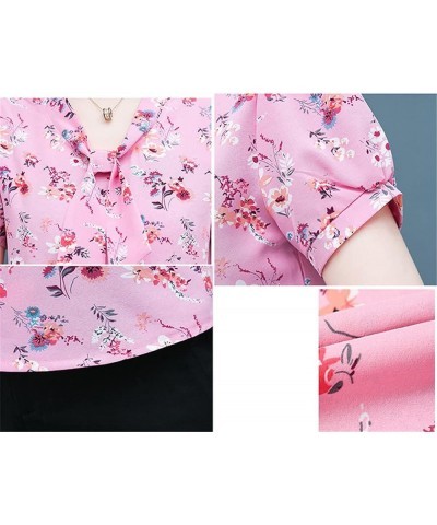 Women Short and Long Sleeve Blouses Shirts Elegant Casual Flower Tops Pink 2 $9.71 Blouses